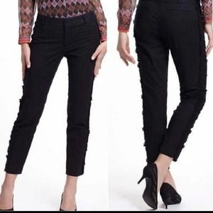 Anthropologie Elevenses Daisy Trim Mid Rise Stretchy Career Wear Tuxedo Pants